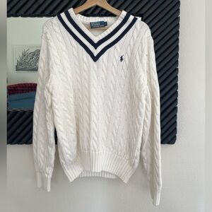 Ralph Lauren Women's White V-Neck Sweater